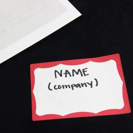 SICURIX Adhesive Badges, Red Border, 100 Per Pack, 6 Packs image {3}