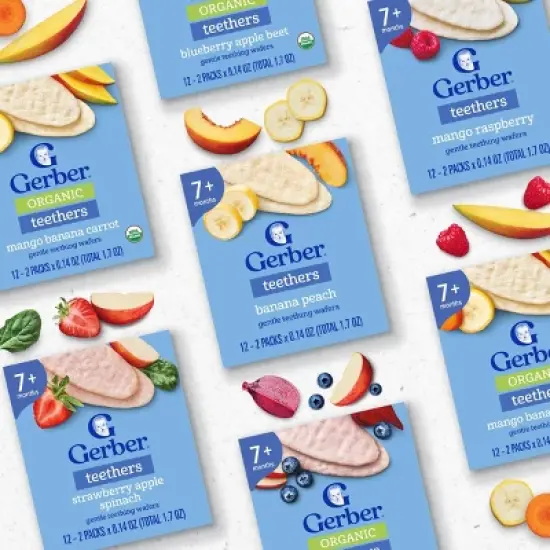 Gerber Baby Food Strawberry Apple Spinach Teething Wafers Baby Snack - 12ct/1.7oz Total image {6}