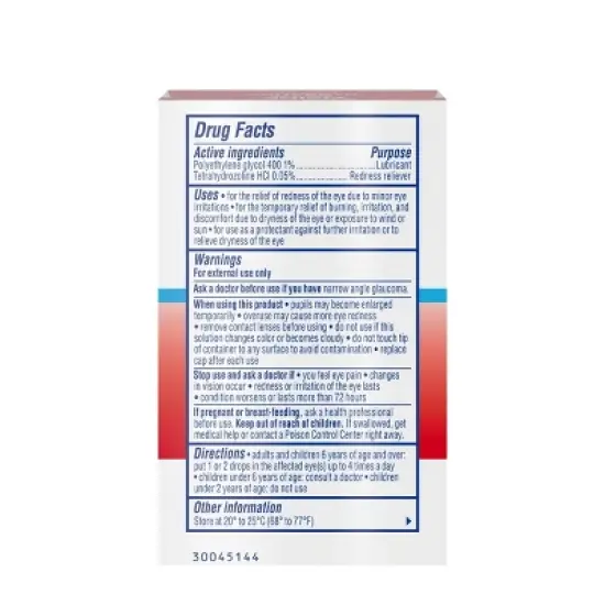 Visine Advanced Redness + Irritation Relief Lubrication / Redness Eye Drops - .28 fl oz image {1}