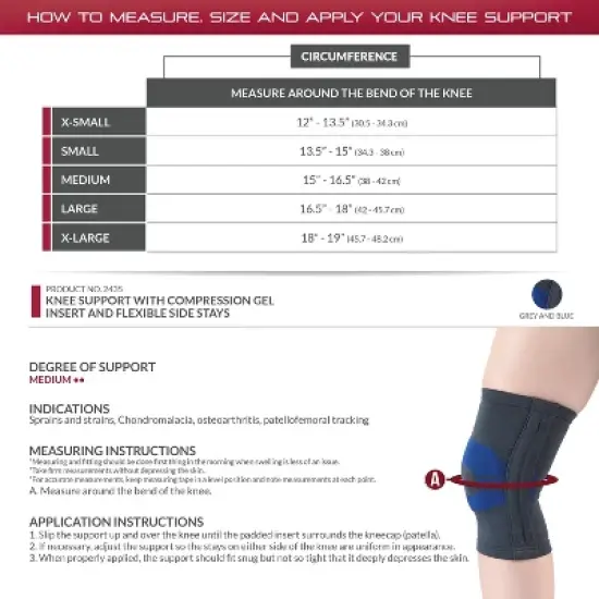 OTC Knee Brace, Compression Recovery, Gel Insert, Flexible Side Stays image {3}