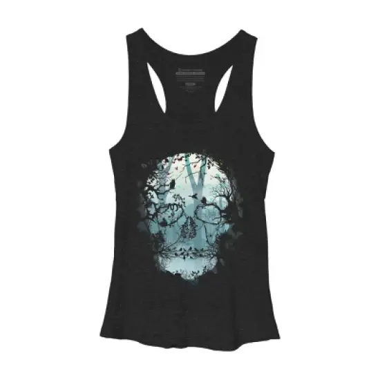 Women's Design By Humans Dark Forest Skull By sitchko Racerback Tank Top image {3}