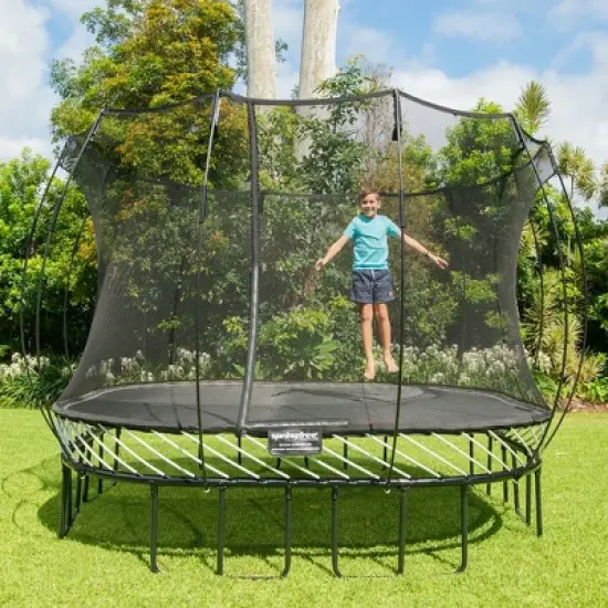 Springfree Trampoline Kids Large Square Trampoline with Safety Enclosure Net and SoftEdge Jump Bounce Mat for Outdoor Backyard Bouncing image {1}