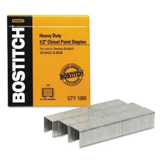 Bostitch Heavy-Duty Premium Staples 1/2" Leg Length 1000/Box SB35121M image {5}