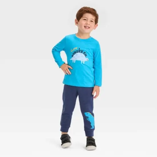 Toddler Boys' 2pc Long Sleeve Graphic T-Shirt and Fleece Jogger Pants Set - Cat & Jack&trade; Blue image {2}