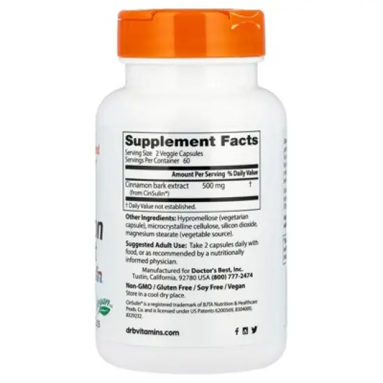 Doctor's Best Cinnamon Extract , 120 Veggie Caps (250 mg per Capsule) image {1}