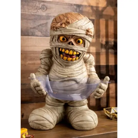 HalloweenCostumes.com Standard Deluxe Mummy Candy Bowl & Holder for Halloween Parties | Decorative Candy Dish Container for Trick-or-Treat,  Brown image {2}