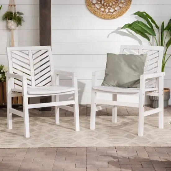 2pk Slatted Chevron Acacia Wood Patio Chairs - Saracina Home image {1}