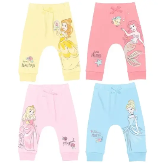 Disney Princess Cinderella Ariel Belle Aurora 4 Pack Pants image {11}