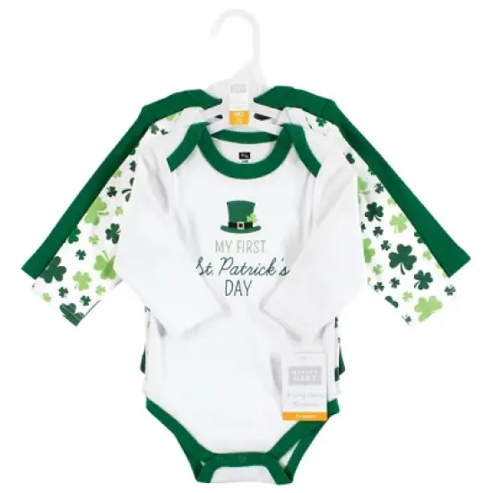Hudson Baby Infant Boy Cotton Long-Sleeve Bodysuits, Lucky Charm image {1}