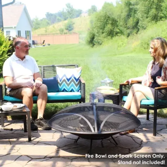 Sunnydaze Outdoor Replacement Steel Fire Pit Bowl with Spark Screen - Black image {6}