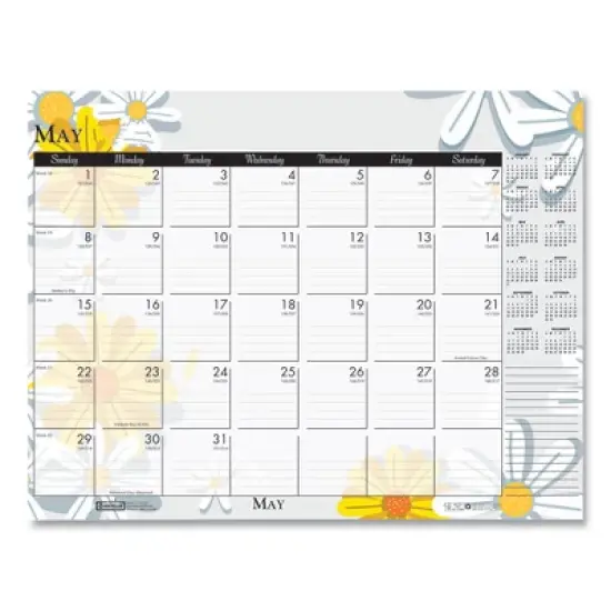 Recycled Desk Pad Calendar, Wild Flowers Artwork, 18.5 x 13, White Sheets, Black Binding/Corners,12-Month (Jan-Dec): 2026 image {4}