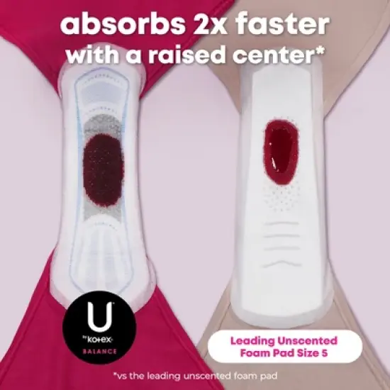 U by Kotex Balance Ultra Thin Regular Pads with Wings - Unscented image {3}