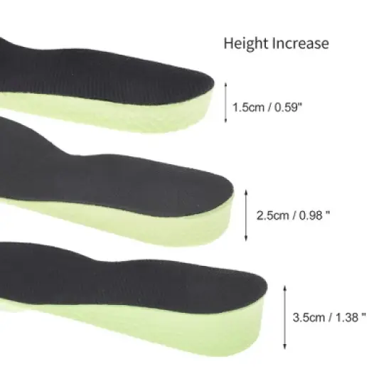 Unique Bargains Height Increase Shoe Inserts Green Black 1 Pair image {1}