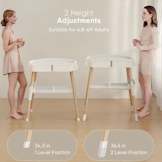 BabyBond Baby Changing Table Dresser, Waterproof Diaper Changing Station Height Adjustable for Infant and Newborn,Changing pad liner included image {3}