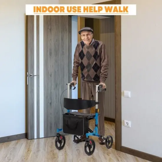 Whizmax Rolling Walkers for Seniors with Widen Seat, Lightweight Aluminium Frame Rollator Walker with Dual Braking System/Thick Backrest/ 4 Wheels image {5}