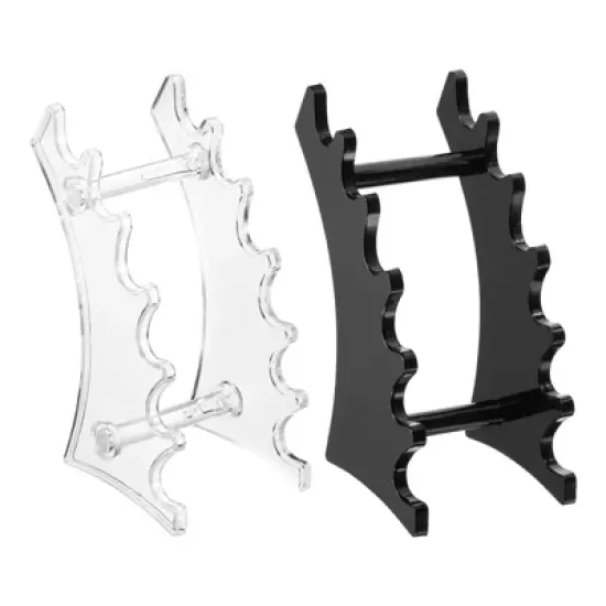 Unique Bargains 6-Slot Vertical and Horizontal Acrylic Pen Holders Display Stand Clear/Black 2 Pcs image {4}