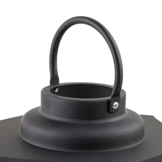 14" Hexagonal Candlelit Iron Lantern with LED Lights Black/White - Alpine Corporation image {5}