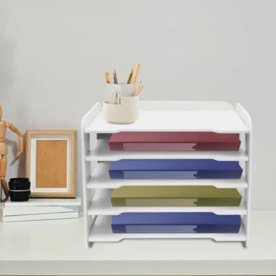 YIYIBYUS 5-Tier File Storage Rack Document Tray Desktop Organizer image {1}