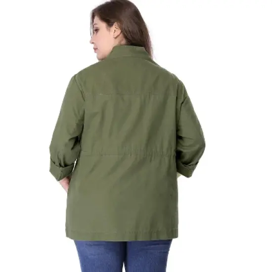 Agnes Orinda Women's Plus Size Winter Zipper Drawstring Waist Long Sleeve Utility with Pockets Fashion Jackets image {4}