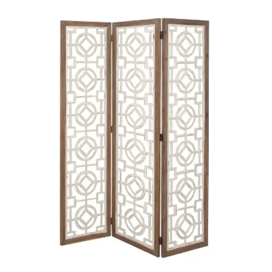 Farmhouse Wood Patterned Room Divider Screen White - Olivia & May image {3}