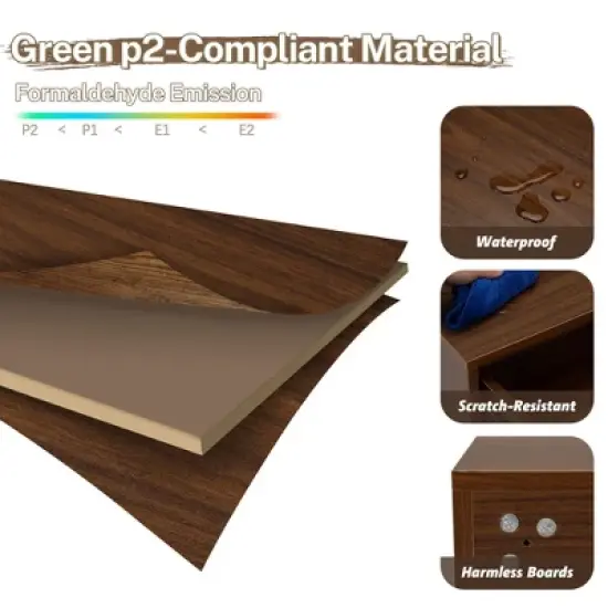 Sandinrayli Nightstands Set of 2, Night Stand with Drawer, Floating Nightstand with Open Storage Shelf, Wall Mounted Wood Bedside Tables, Brown Walnut image {7}