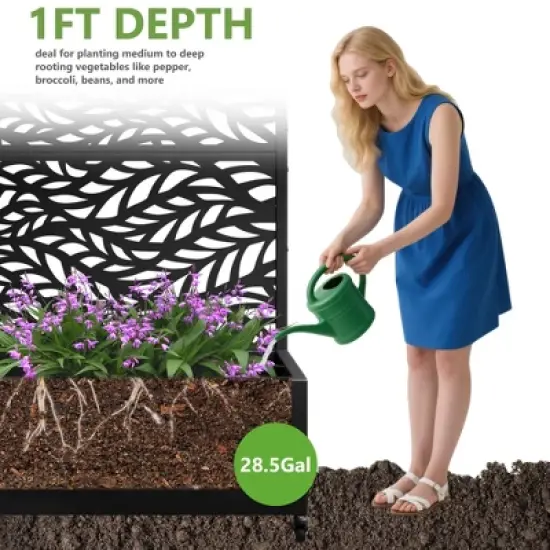 Lirago Iron Black Arch Mobile Planters Planting Box Trellis for Climbing Plants image {3}