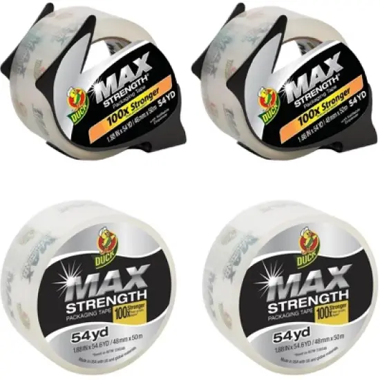 Duck Max Strength Clear Packing Tape Rolls, 1.88 Inch x 54.6 Yards Each image {6}