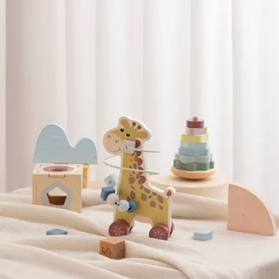 Freniland&trade; - Giraffe Baby 3 in 1 Activity Set Bead Coaster, Stacking Tower and Sorting Cube for 12M+ (CPC Certified) image {4}