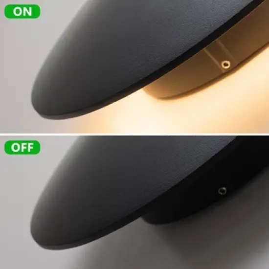 C Cattleya 2-pack 8 in. Black Aluminum Round Disc LED Indoor Outdoor Wall Lantern Sconce image {3}