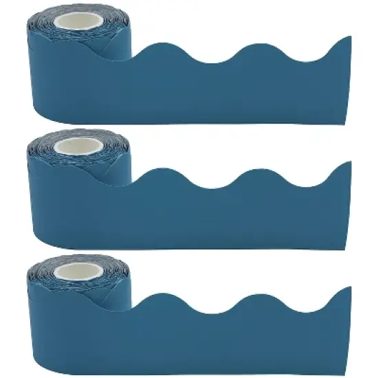 Teacher Created Resources Scalloped Rolled Border Trim 2-3/16" x 50' Blue Solid 3/Pack (TCR8943-3) image {3}