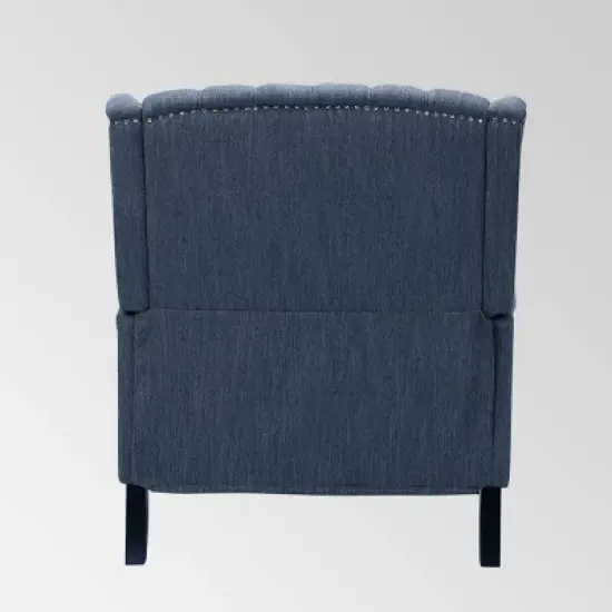 Apaloosa Oversized Wingback Press-Back Recliner Navy Blue - Christopher Knight Home: Tufted, Nailhead Trim, Polyester image {4}