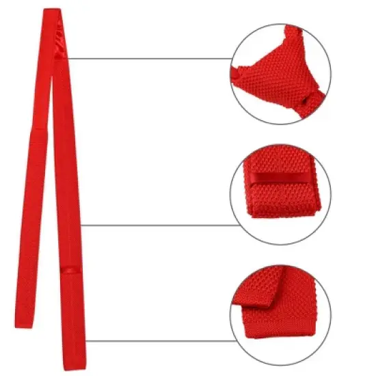 Allegra K Men's Knit Self-Tied Solid Color Skinny Square Tipping Ties image {3}