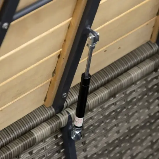 Greemotion 5pc Barbuda Curved Outdoor Furniture Set with Teak Wood Storage Tables Brown: UV-Protected, Rust-Resistant Patio Set image {7}