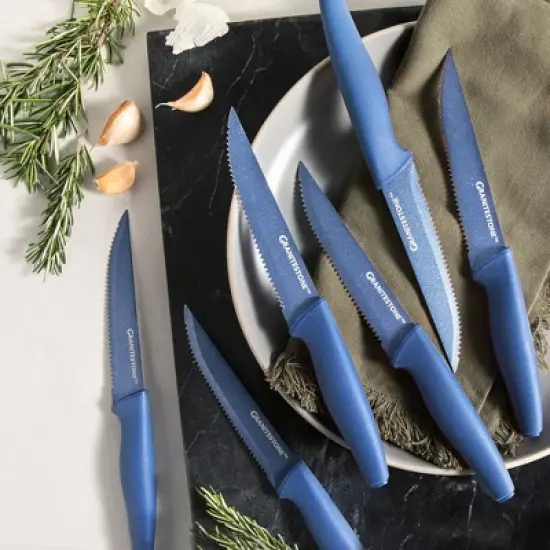 Granitestone NutriBlade 6 Piece Blue Steak Knives with Easy Grip Handle image {4}