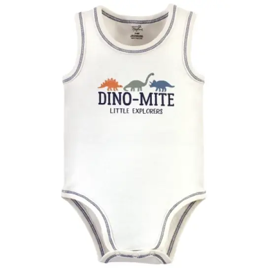Touched by Nature Baby Boy Organic Cotton Bodysuits 5pk, Bold Dinosaurs image {5}