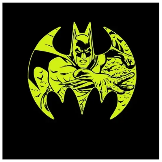 Batman Neon Yellow Logo and Character Black T-shirt Toddler Boy to Youth Boy image {1}