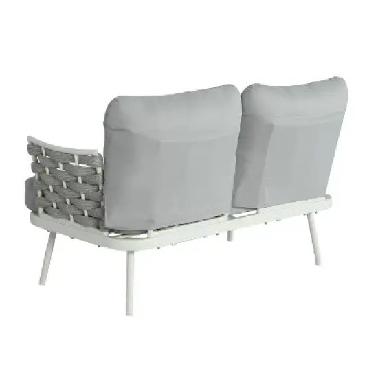 Christopher Knight Home Belle 4 Piece Modern Patio Metal and Rope Upholstered Seating Set with Coffee Table image {6}