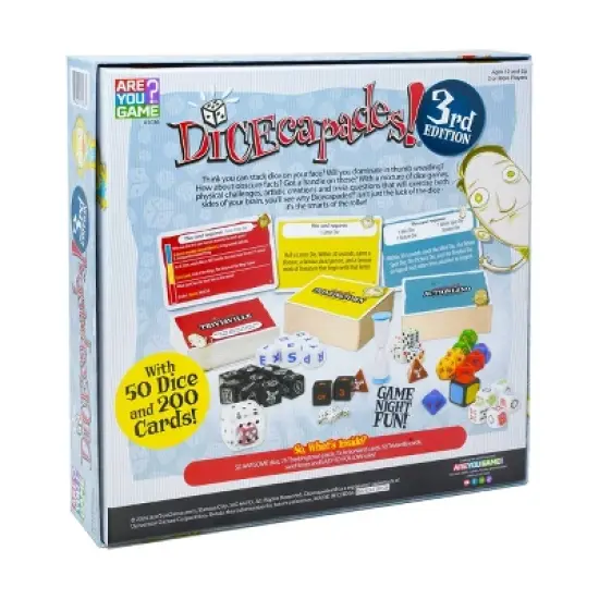 AreYouGame.com DICEcapades! 3rd Edition Board Game: Social Skills, 2+ Players, Cards, Dice, Sand Timer, Party Play image {1}