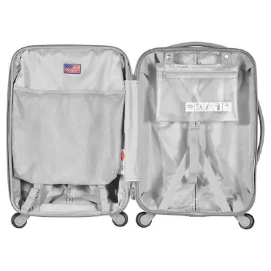 Olympia Denmark 21 Inch Expandable Carry On 4 Wheel Spinner Multiple Grip Luggage Suitcase with Aluminum Locking System and Interior Divider, Silver image {3}