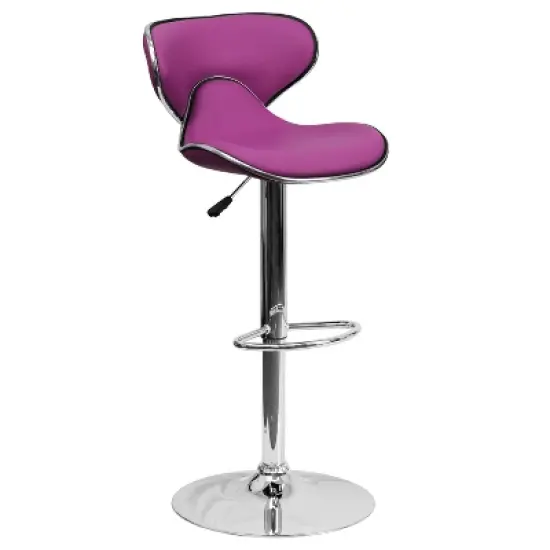 Flash Furniture Contemporary Cozy Mid-Back Vinyl Adjustable Height Barstool with Chrome Base image {12}
