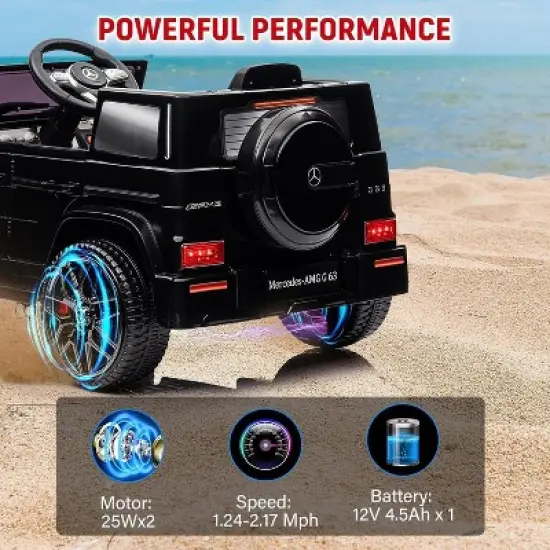 Licensed Mercedes Benz G63 Kids Car, 12V Kids Ride on Car w/Remote Control, Wheels Suspension, Safety Lock, Soft Start, Music, Electric Car for Kids image {3}