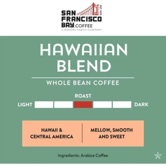 San Francisco Bay Coffee, Hawaiian Blend, 2lb (32oz) Whole Bean Coffee image {2}