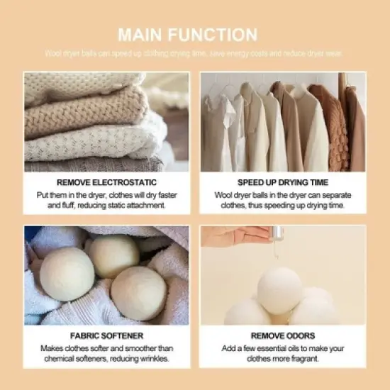 Maison Products XXL Wool Dryer Balls 3 Pack - Largest Size Balls Available image {5}