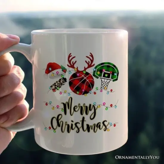 Basketball Buffalo Plaid Christmas Mug, Team and Coaches Gift (Non-Custom Only)| OrnamentallyYou image {2}