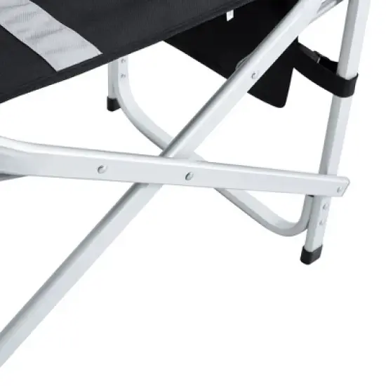 2-piece Padded Folding Outdoor Chair with Side Table and Storage Pockets,Lightweight Oversized Directors Chair for indoor, Outdoor Camping, Black/Grey image {12}