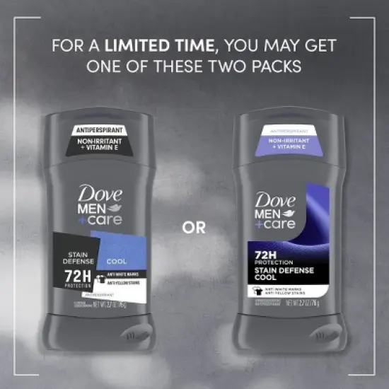 Dove Men+Care 72hr Antiperspirant & Deodorant Stick - Stain Defense Cool - 2.7oz/2ct image {5}
