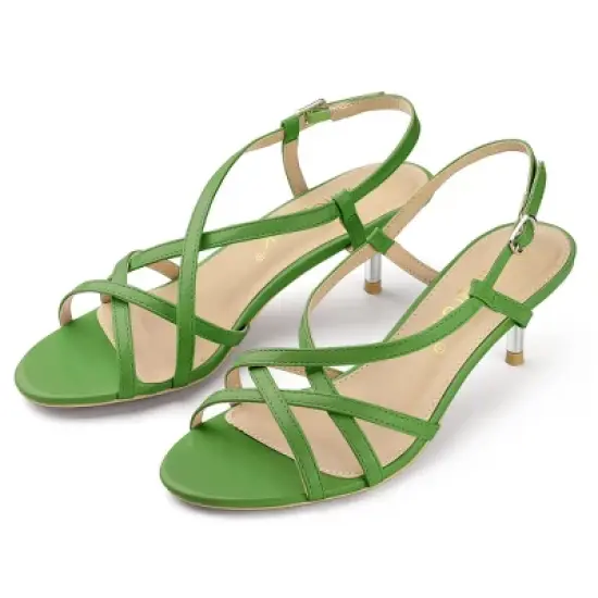 Allegra K Women's Slingback Strappy Kitten Heel Sandals image {9}