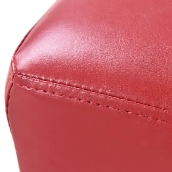 Costway Small Ottoman Footrest PU Leather Footstool Rectangular Seat Stool Red image {4}