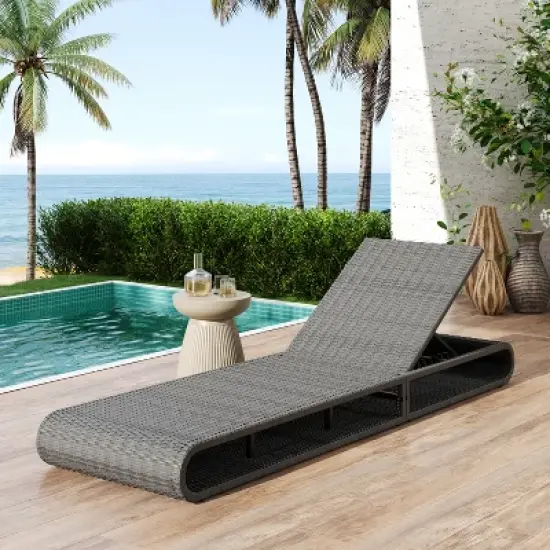 Christopher Knight Home Patio Rattan and Metal Chaise Lounge with Adjustable Backrest image {9}