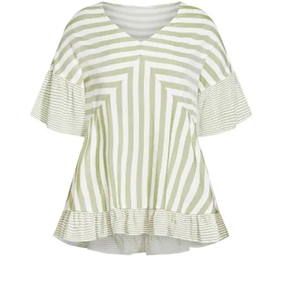 Women's Plus Size Hattie Stripe Tunic - olive | EVANS image {1}